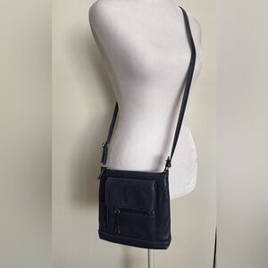 Giani Bernini Blue Leather Crossbody Bag Adjustable Strap